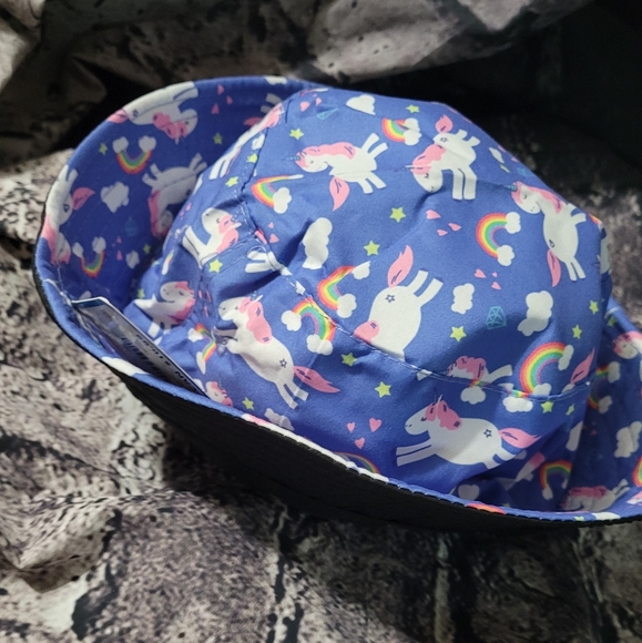 Girls Sol Bucket hat Summer hat floppy Kool kids unicorn print one size 3+ - Picture 2 of 8